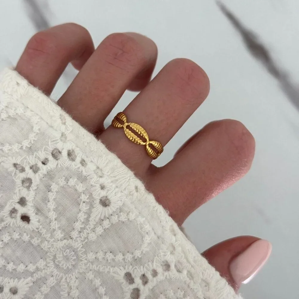 SKU0039 Retro Gold Chain‎ Shape Women Fashion Ring Stainless steel + gift bag